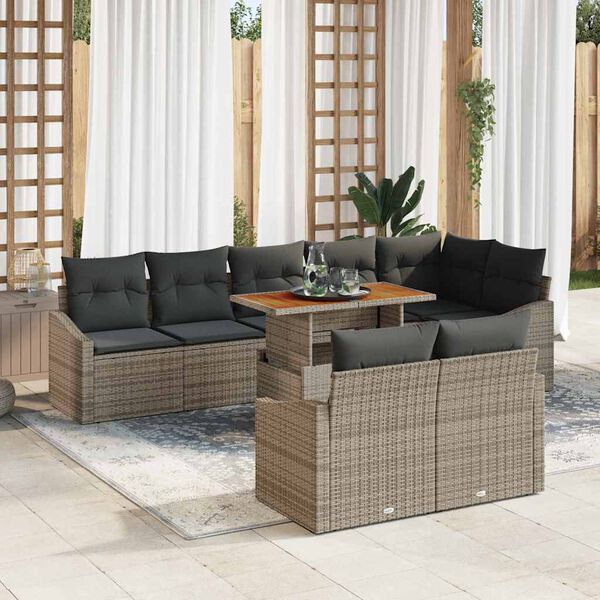 vidaXL Ensemble de canap&eacute; de jardin 9 pcs Gris Poly rotin