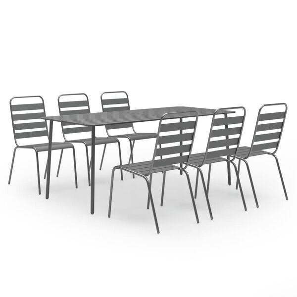 vidaXL Ensemble &agrave; manger de jardin 7 pcs Acier Gris fonc&eacute;