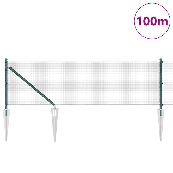 vidaXL Poteau de cl&ocirc;ture. Vert 100 x 0,4 m (maille de 12 x 12 mm)