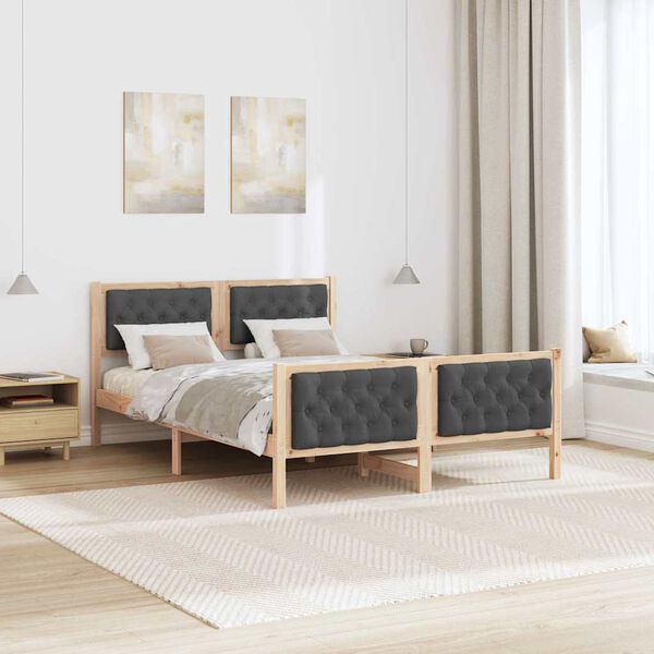 vidaXL Cadre de lit Gris fonc&eacute; 140 x 200 cm Pin massif