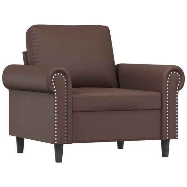 vidaXL Fauteuil avec repose-pied Marron 60 cm Similicuir