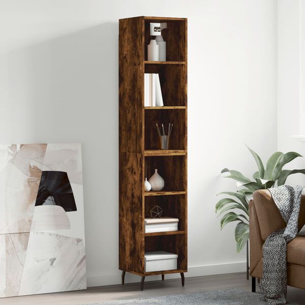 vidaXL Buffet haut Ch&ecirc;ne fum&eacute; 34,5x32,5x180 cm Bois d'ing&eacute;nierie