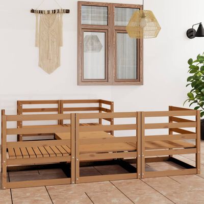 vidaXL Salon de jardin 6 pcs Marron miel Bois de pin massif