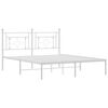 vidaXL Cadre de lit m&eacute;tal sans matelas et t&ecirc;te de lit blanc 160x200 cm