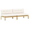 vidaXL Unit&eacute; de canap&eacute; du milieu Acacia Clair et Blanc Cr&egrave;me