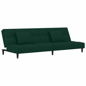 vidaXL Canap&eacute;-lit &agrave; 2 places avec deux oreillers Vert fonc&eacute; Velours