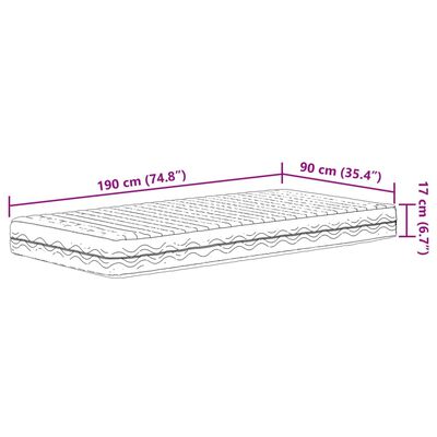 vidaXL Lit de jour avec matelas cire marron 90x190 cm bois pin massif