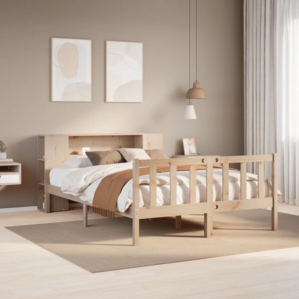 vidaXL Lit biblioth&egrave;que sans matelas 150x200 cm bois massif de pin