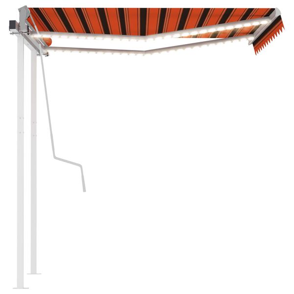 vidaXL Auvent manuel r&eacute;tractable avec LED 3x2,5 m Orange et marron