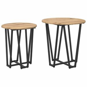 vidaXL Ensemble de tables d'appoint 2 pcs Ch&ecirc;ne artisanal et noir