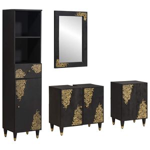 vidaXL Ensemble de Meubles de Salle de Bain avec tiroir 4 pcs Noir