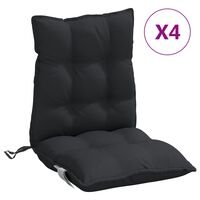 vidaXL Coussins de chaise à dossier bas lot de 4 noir tissu oxford