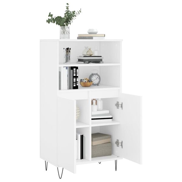 vidaXL Buffet haut Blanc 60x36x110 cm Bois d'ing&eacute;nierie