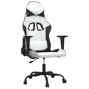 vidaXL Chaise de jeu Blanc et noir Similicuir