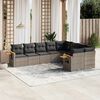 vidaXL Salon de jardin 9 pcs avec coussins gris r&eacute;sine tress&eacute;e