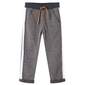 vidaXL Pantalon de surv&ecirc;tement pour enfants m&eacute;lange gris fonc&eacute; 116