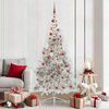 vidaXL Sapin de No&euml;l artificiel pr&eacute;-&eacute;clair&eacute; Argent 210 cm PET