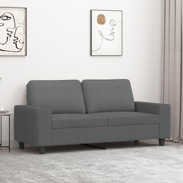 vidaXL Canap&eacute; &agrave; 2 places Gris fonc&eacute; 140 cm Tissu