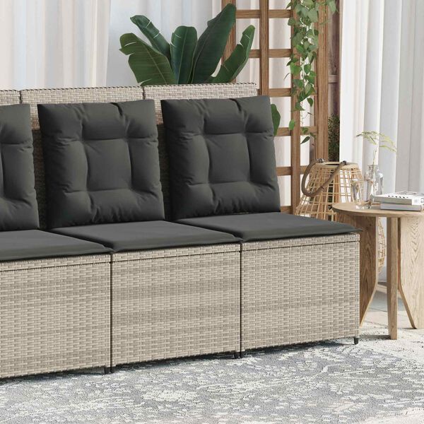 vidaXL Canap&eacute; de jardin avec coussin Gris clair polyrotin