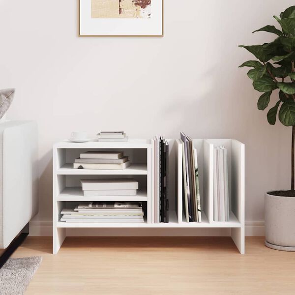 vidaXL Meuble &agrave; vinyles Blanc 78,5 x 35 x 45 cm Bois d'ing&eacute;nierie