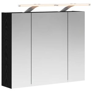 vidaXL Amoire de salle de bain avec miroir Ch&ecirc;ne noir