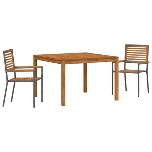 vidaXL Ensemble de salle &agrave; manger pour jardin 3 pc Gris