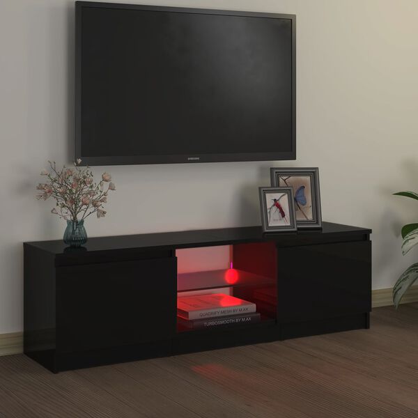 vidaXL Meuble TV avec lumi&egrave;res LED Noir 120x30x36 cm
