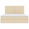 vidaXL Lit avec rangement et LED avec LED Cr&egrave;me 180 x 200 cm Polyester