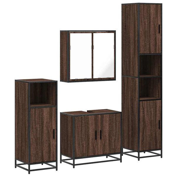 vidaXL Ensemble de meubles de salle de bain 4 pcs ch&ecirc;ne marron