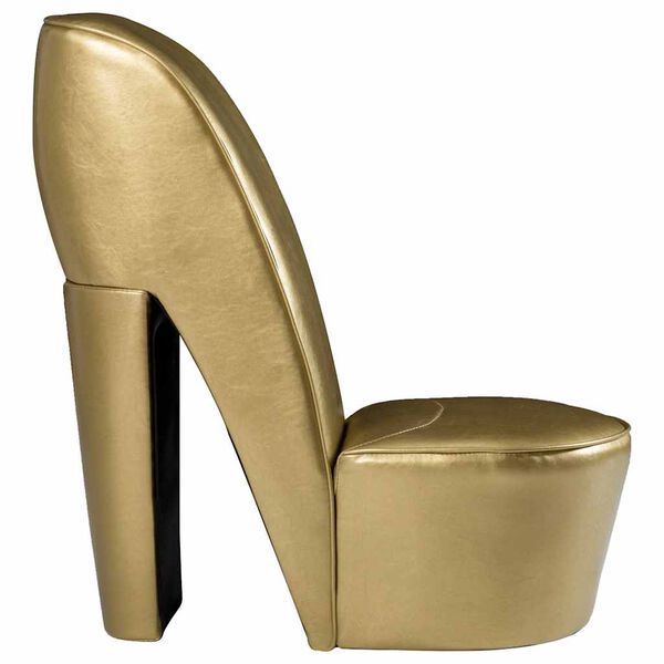 vidaXL Chaise en forme de chaussure &agrave; talon haut Dor&eacute; Similicuir