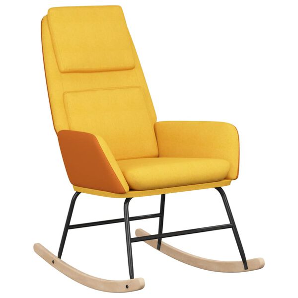 vidaXL Chaise &agrave; bascule Jaune moutarde Tissu