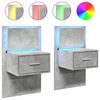 vidaXL Tables de chevet murales avec lumi&egrave;res LED 2 pcs gris b&eacute;ton