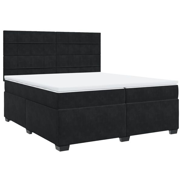 vidaXL Sommier &agrave; lattes de lit et matelas Noir 200x200 cm Velours