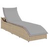 VidaXL Chaise longue pliante coussin et rangement beige r&eacute;sine tress&eacute;e