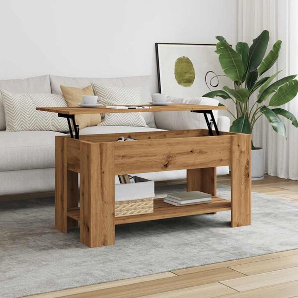 vidaXL Table basse ch&ecirc;ne artisanal 101x49x52 cm bois d'ing&eacute;nierie