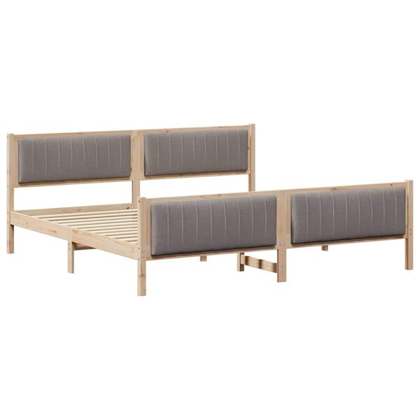 vidaXL Cadre de lit Marron et taupe 200 x 200 cm Bois massif en pin