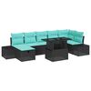 vidaXL Ensemble de canap&eacute; de jardin 8 pc Noir polyrotin
