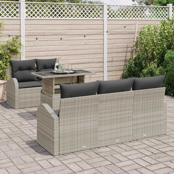 vidaXL Ensemble de canap&eacute; de jardin 6 pcs Gris clair Poly Rattan