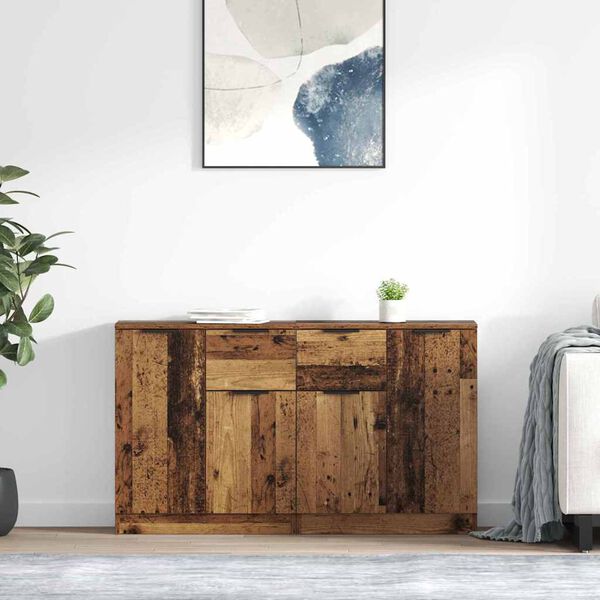 vidaXL Buffets 2 pcs Bois Ancien 60 x 30 x 70 cm Bois d'ing&eacute;nierie