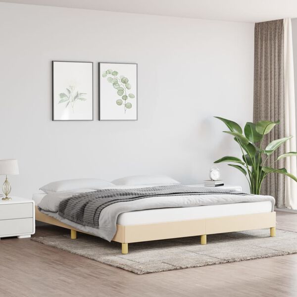 vidaXL Cadre de lit sans matelas cr&egrave;me 180x200 cm tissu