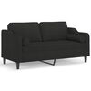 vidaXL Canap&eacute; 2 places avec oreillers d&eacute;coratifs noir 140 cm tissu
