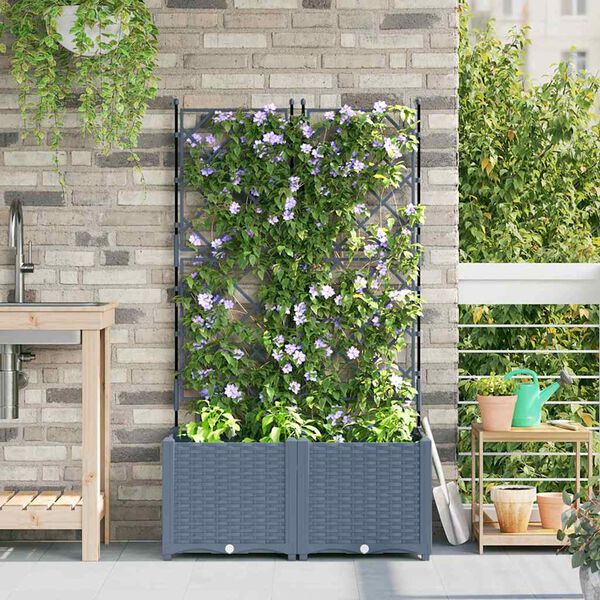 vidaXL Cache-pot de jardin 2 pcs Gris Clair 80 x 40 x 143 cm Acier