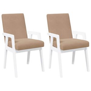 vidaXL Chaises de salle &agrave; manger avec coussins (2 pcs) bois massif blanc caoutchouc