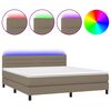vidaXL Sommier &agrave; lattes de lit et matelas et LED Taupe 160x200cm Tissu