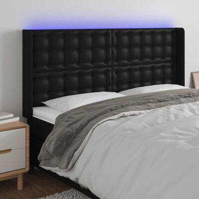 vidaXL Tête de lit à LED Noir 163x16x118/128 cm Similicuir