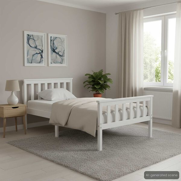 vidaXL Cadre de lit sans matelas blanc bois de pin massif 90x200 cm