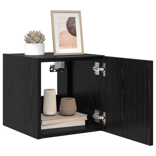 vidaXL Meuble TV mural Ch&ecirc;ne noir 30,5 x 35 x 30 cm Bois d'ing&eacute;nierie