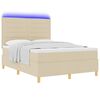 vidaXL Lit &agrave; ressort LED avec matelas Cr&egrave;me 160 x 200 cm tissu