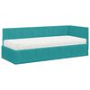 vidaXL Cadre de lit d'angle avec matelas 2 pcs Turquoise Velours