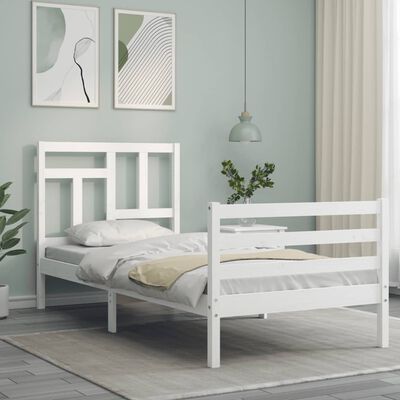 vidaXL Cadre de lit sans matelas blanc 90x200 cm bois massif